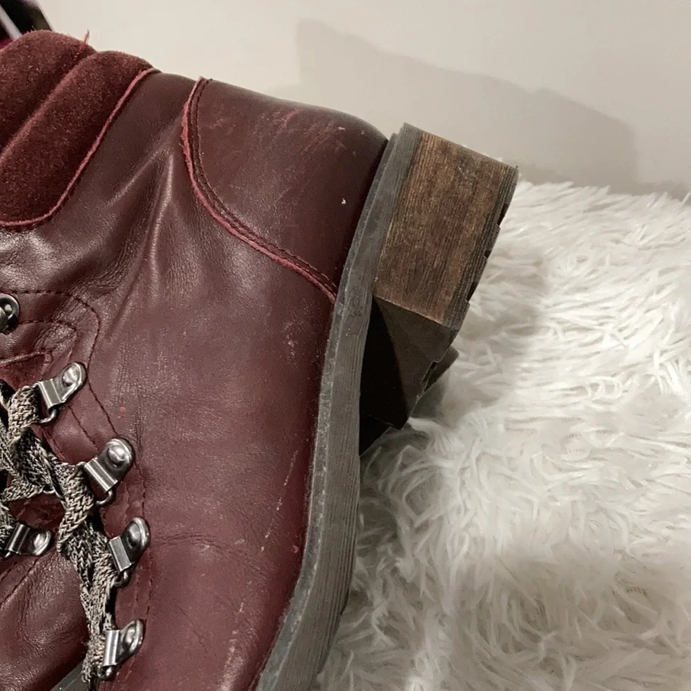 Sam Edelman Darrah Burgundy leather combat boots size 7.5 - Picture 6 of 10